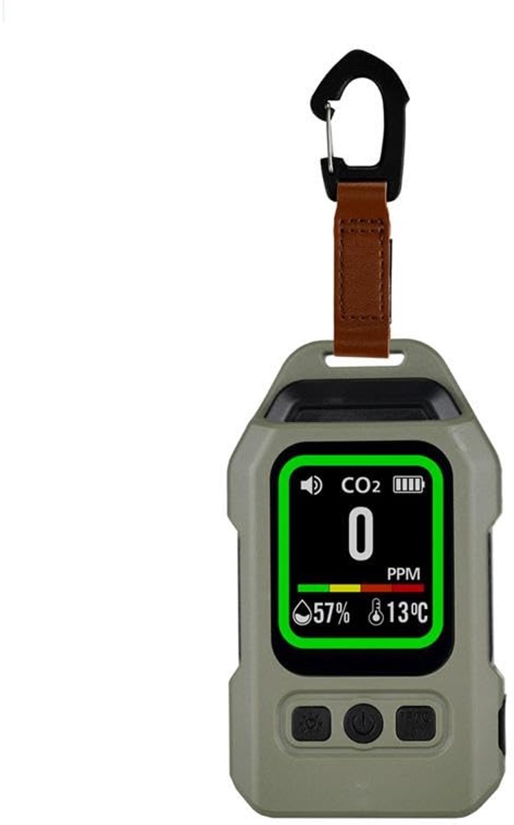 Draagbare 4-in-1 CO2- en CO-gasdetector met temperatuur- en vochtigheidsmeter - Oplaadbare luchtkwaliteitsmeter - Realtime detectie van koolstofdioxide/koolmonoxide - Kleurendisplay, alarm