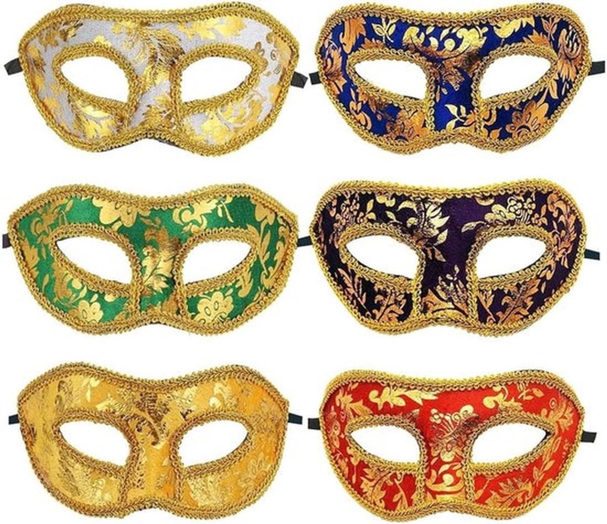 Kleurige Venetiaanse Maskers voor Mannen en Vrouwen, Retro Carnaval Maskers voor Halloween, Feest, Cosplay en Verkleedpartijen, Set van 6
