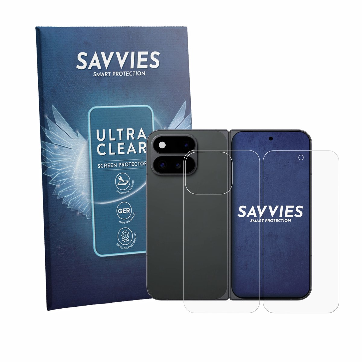 Savvies - Screenprotector voor Google Pixel 11 Pro Fold (Voor+Achter) - Folie Beschermfolie transparant 18 Stuks