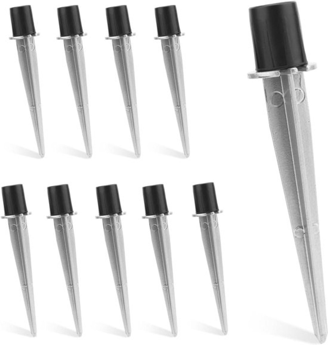 Zonne-Energie Palen - Vervangende Palen - Aluminiumlegering - Lampen Spikes - Landschapsverlichting - Zilver - Geschikt voor 10 stuks Aluminimum zonne-energie palen 13,5x2,1cm
