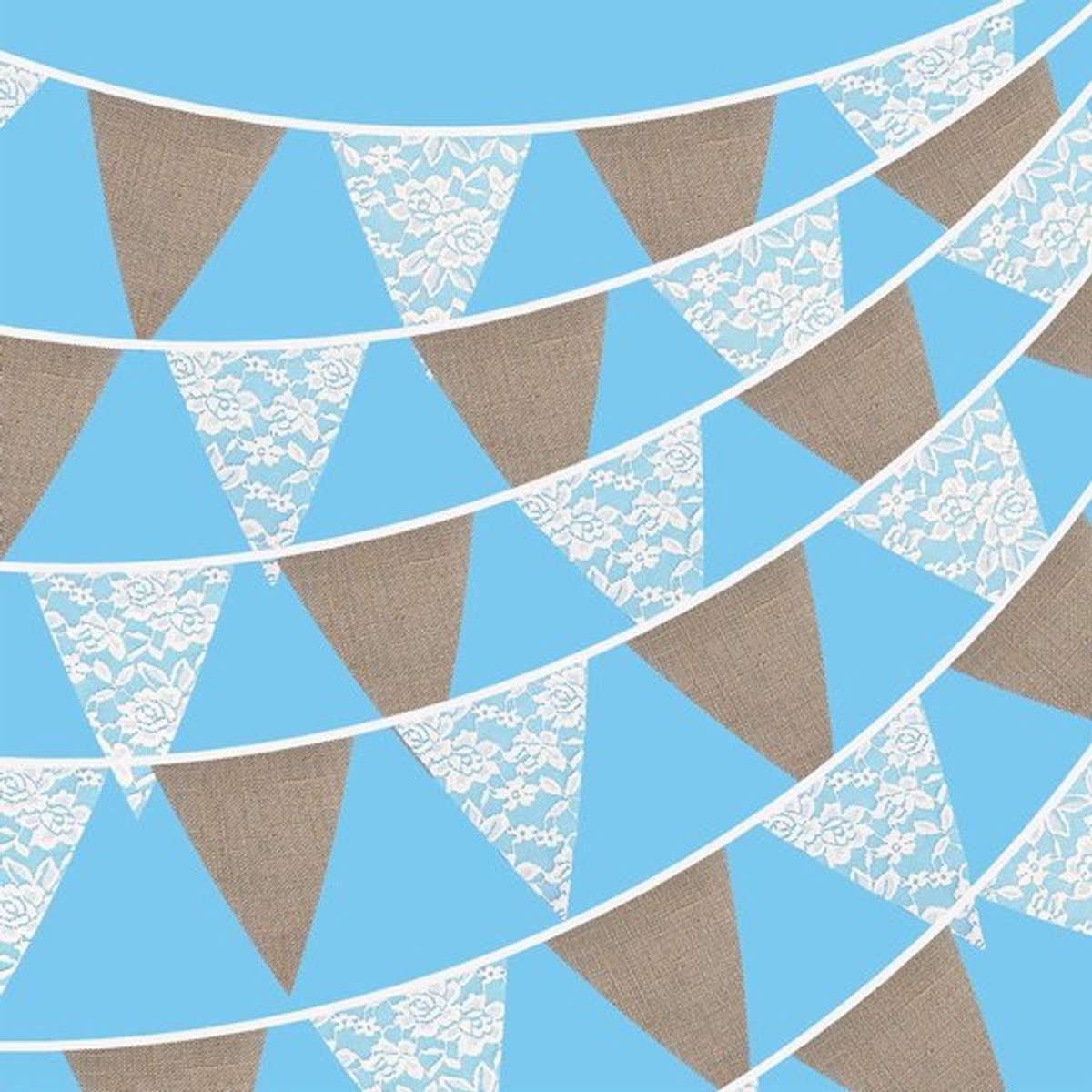 Hessiaanse en Kant Bunting - 3.3m Rustieke Decoratie voor Bruiloften en Verjaardagen - 12 Stukken Vintage Slinger voor Feestelijke Decoratie