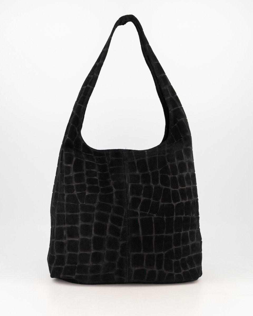 Teatro - Loreen Toscana Croco - Schoudertas - Shopper - Leer - Suede - Black