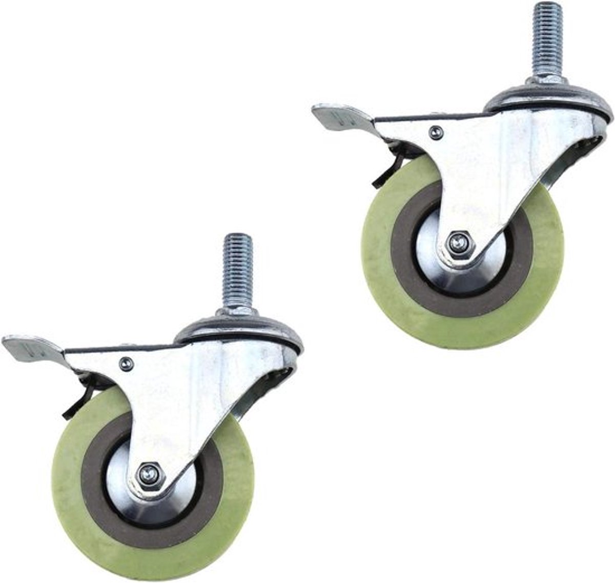 - Zwenkwielen - Bokwielen - Remmen - Bout Gat - Castors - Geschikt voor Meubelstukken - 2X 75mm (3 inch) Zwenkwielen Bokwielen Bout Gat Remmen Castors met Bout Fitting