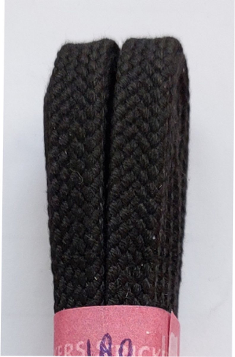 Strickers Veter - Zwart - Plat - Lengte 180 cm - Breedte 8 mm - Schoenveter