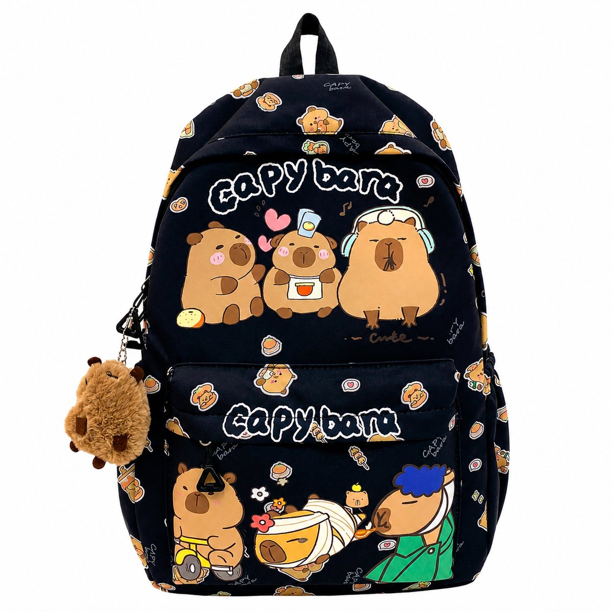 Casalora Rugzak—Capybara Rugzak—Studentenrugzak—【includes a Capybara charm】—Unisex—（Groep 3–8）— Hoogte 42 cm