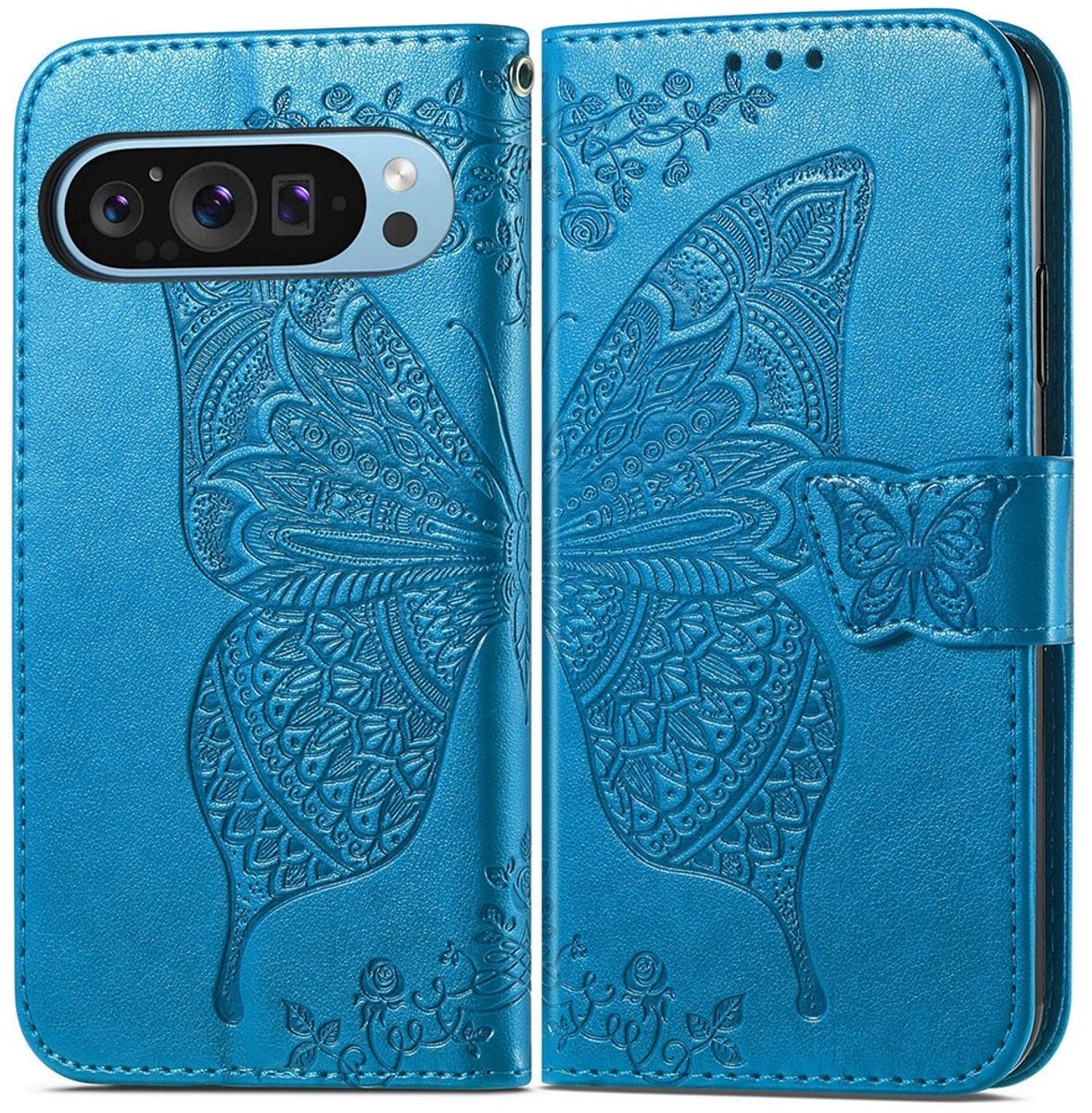 Coverup Hoesje - Geschikt voor Google Pixel 11 / 11 Pro Hoesje - Coverup Vlinder Book Case - Blauw