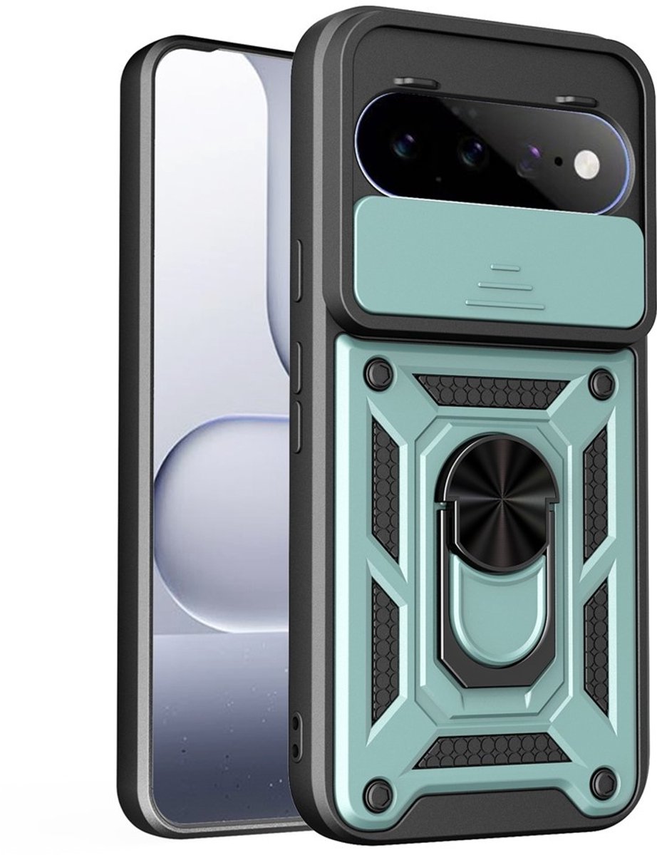 Coverup Hoesje - Geschikt voor Google Pixel 11 / 11 Pro Hoesje - Coverup Armor Ring Kickstand Back Cover met Camera Shield - Groen