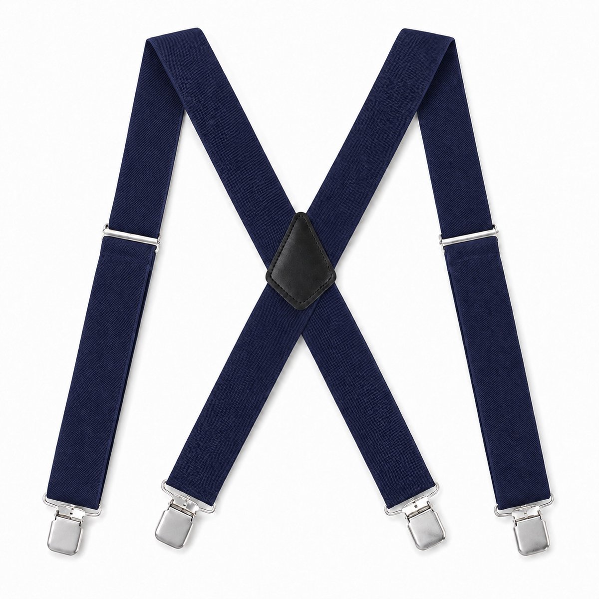 Bretels Heren Volwassenen - Bretels met 4 Brede Clips - Blauw