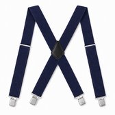Bretels Heren Volwassenen - Bretels met 4 Brede Clips - Blauw