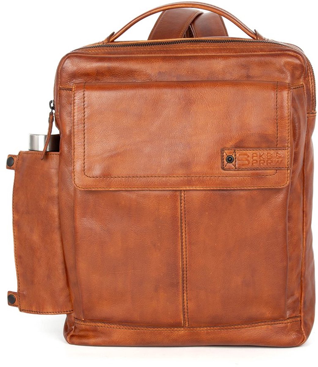 Leren Laptop Rugzak - 15.6 inch - Fred - Brandy Cognac