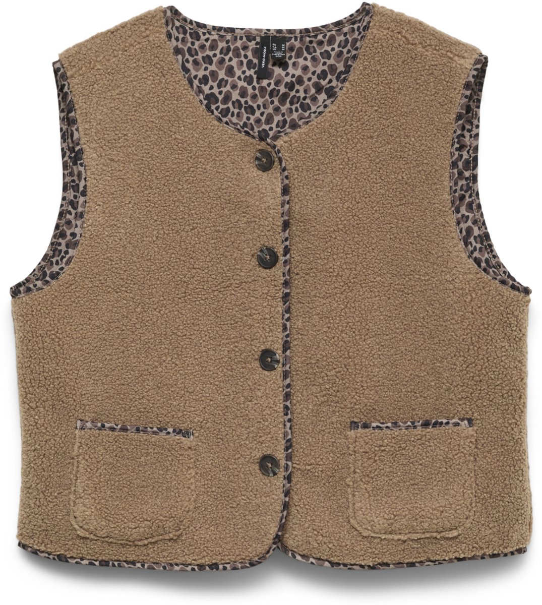 Vero Moda Gilet Vmmaya Sl Gilet Jrs Btq 10351354 Fossil/leo Piping Dames Maat - XS