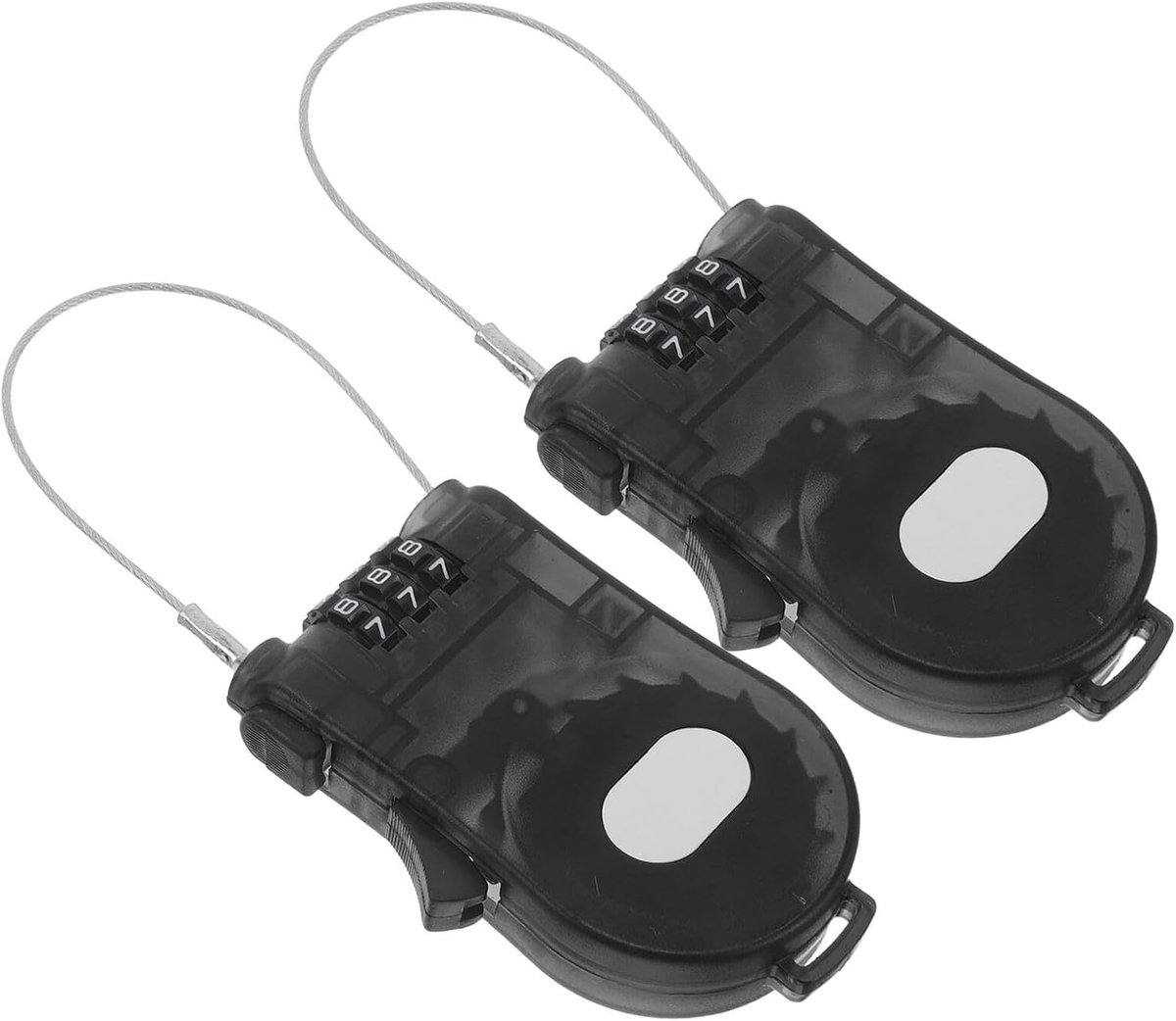 2 stuks Intrekbaar 3-cijferig combinatieslot met staalkabel (max 100 cm), compact helmslot transparant zwart, veelzijdig veiligheidsslot voor helm, kinderwagen en bagage