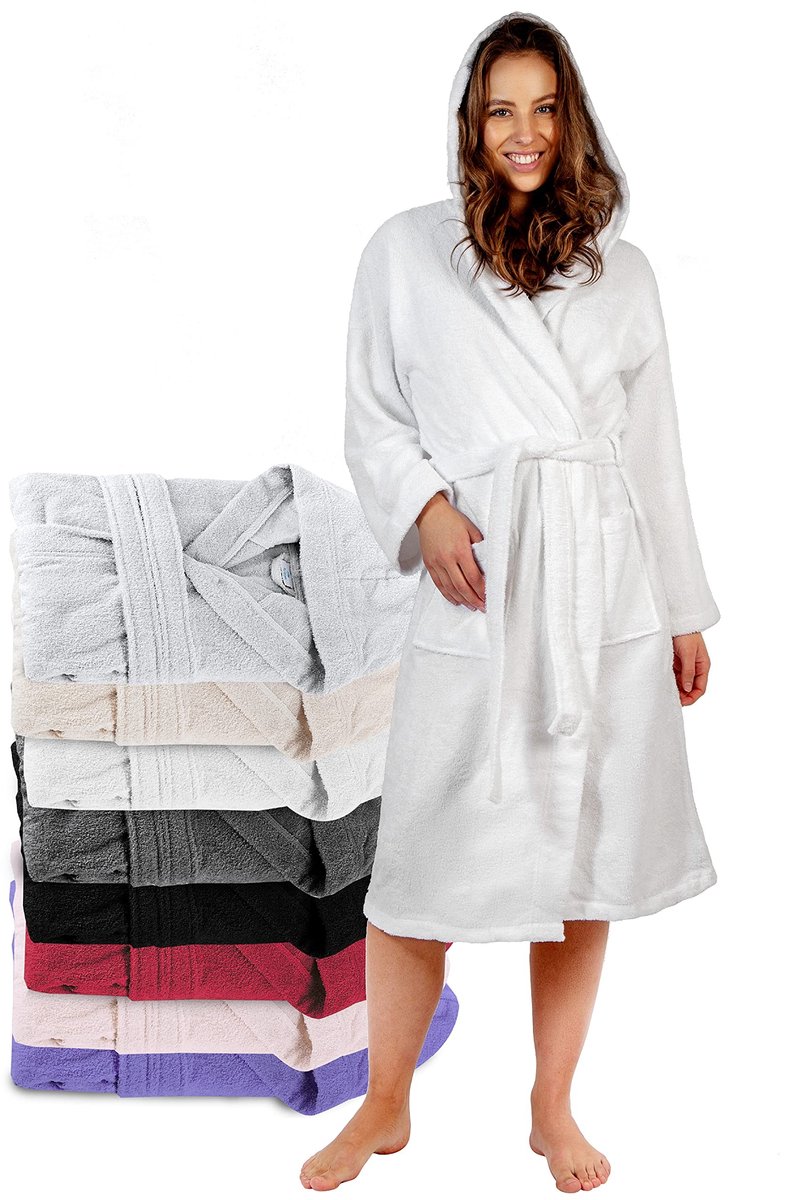 Solidchoice - Dames Badjas met Kap - 100% Katoen