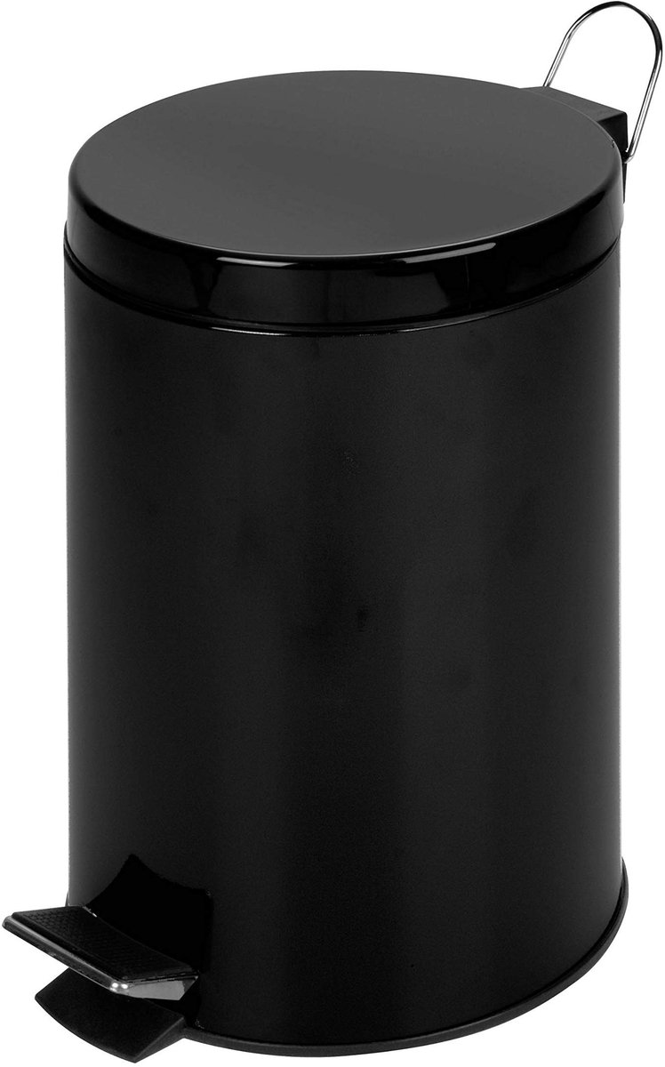 Solidchoice - Stappen Prullenbak 12L in Zwart