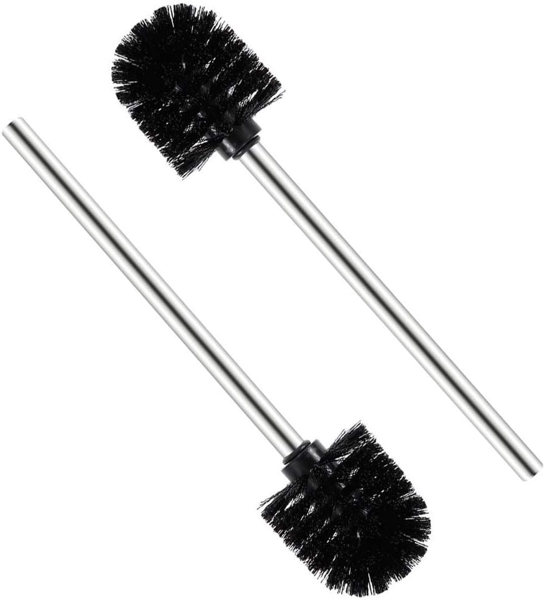 Toiletborstel Set van 2 - Vervangingsborstel Roestvrij Staal - Zwarte WC Borstel 7.5 x 35 x 7.5 cm