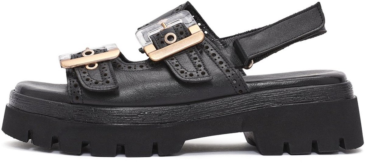 DERIMOD Leather Platform Sandals Leather Platform Sandals