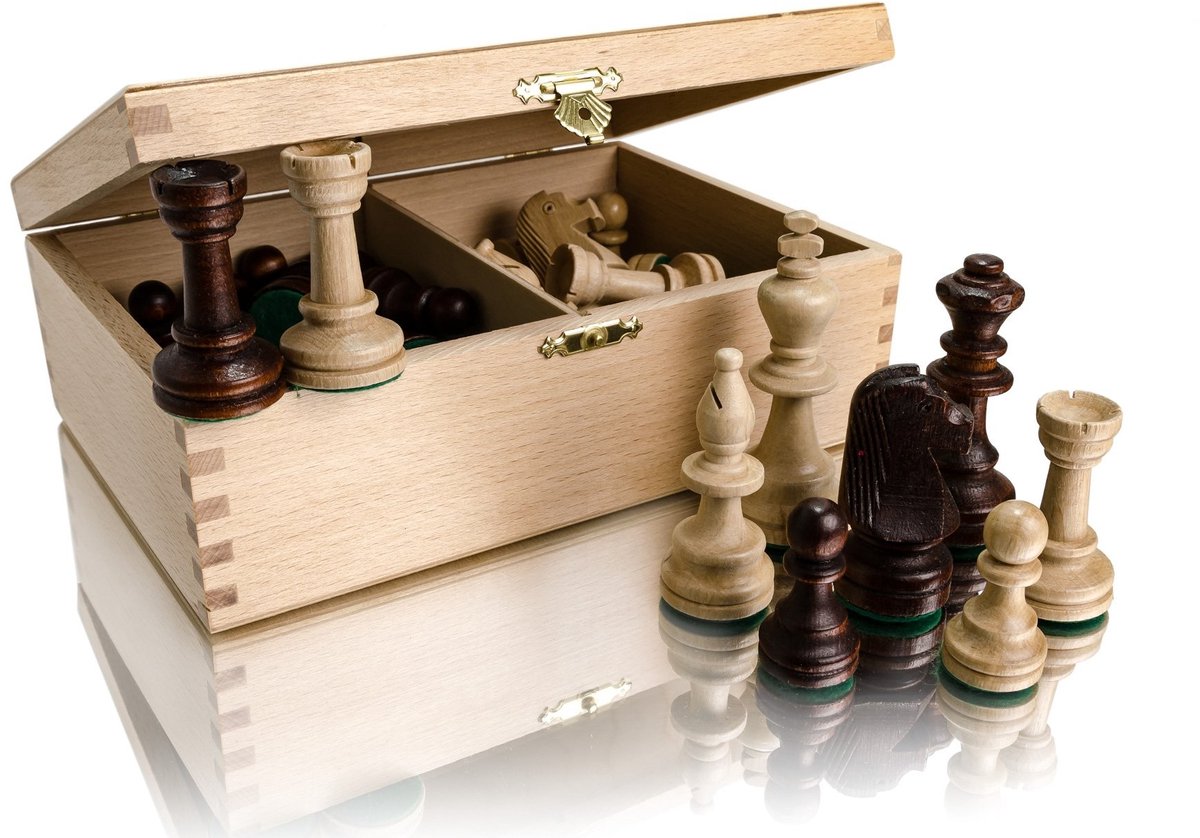 Solidchoice - Luxe Houten Schaakstukken voor Toernooien in Natuurlijke Doos