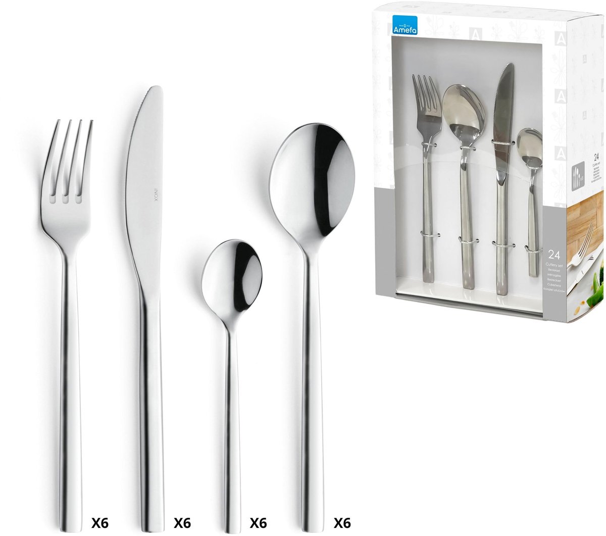Solidchoice - 24-delige Ruimtebesparende Bestekset van Roestvrij Staal