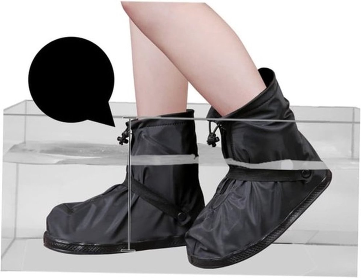 1 paar Verdikte antislip overschoenen voor volwassenen - Met drukknoopsluiting, slijtvast en modderafstotend - Regenbeschermende overschoenen - Antislip voetovertrekken - 38*17 cm -XXL-maat, geschikt voor regenachtig en modderig buitengebruik - Zwart