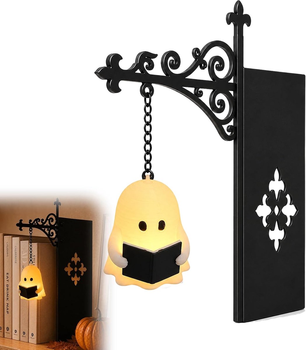 Mini Boekenplanklamp - Halloween Binnenverlichting - Hangende Boekenplanklamp, Retro Lantaarn - Klein Spookje - Warm Licht(1 Stuk)