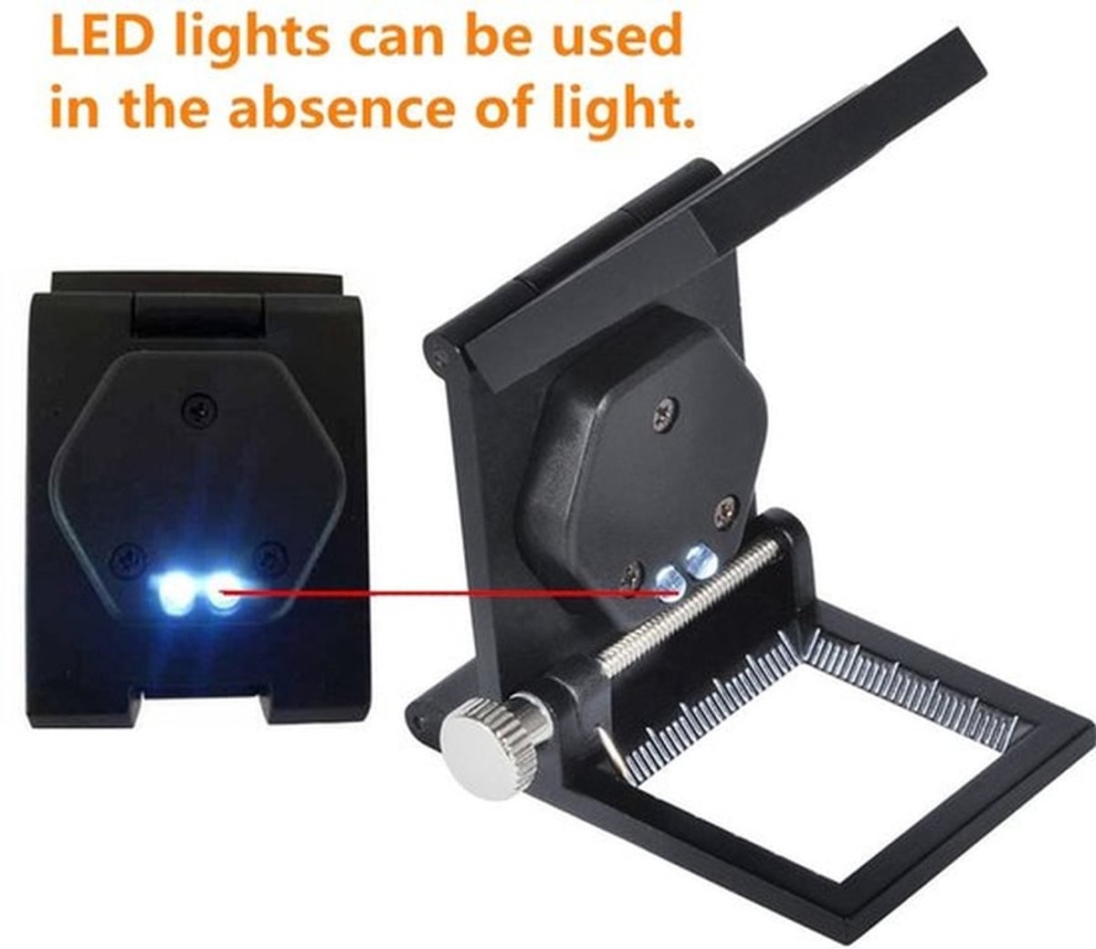 Draadteller - Inklapbare LED Loep - Hoogwaardige Vergroting - Zwart - Geschikt voor Textiel en Sieraden - 10x Vergrootglas