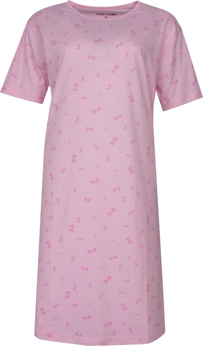 Temptation Dames Big Shirt - Korte Mouwen - Rond Hals - Roze - Maat 4XL
