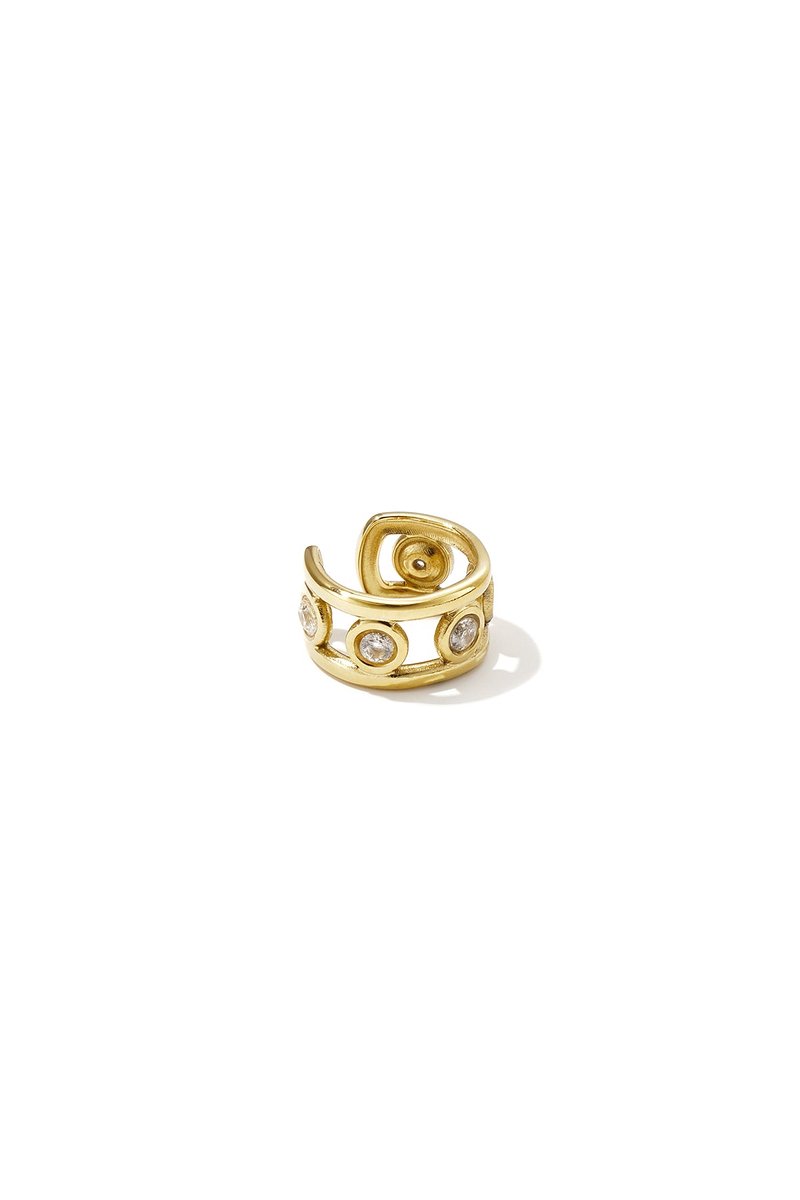 Lila - Ear Cuff met Strass - Stainless Steel - - Goud