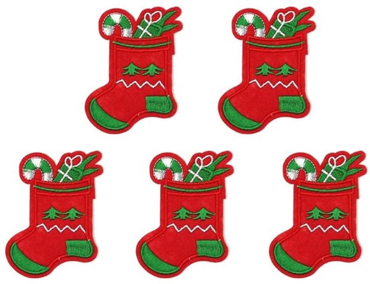 Kerstpatches 20 Stuks - Geborduurde Applicaties - Reparatiepatches voor Kleding - Decoratieve Stoffen Stickers - DIY Knutselen - Vliesstof - Applicatiepatches