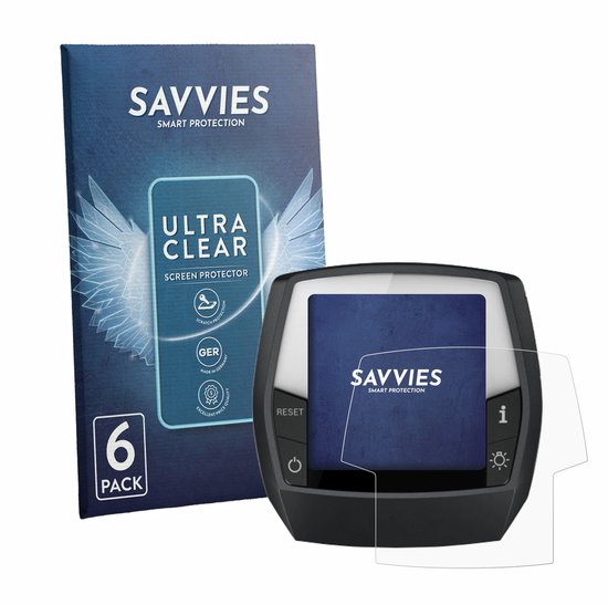 Savvies Smart Protection "Ultra Clear" screenprotector folie voor Bosch Intuvia Performance Line, 6 stuks verpakking.