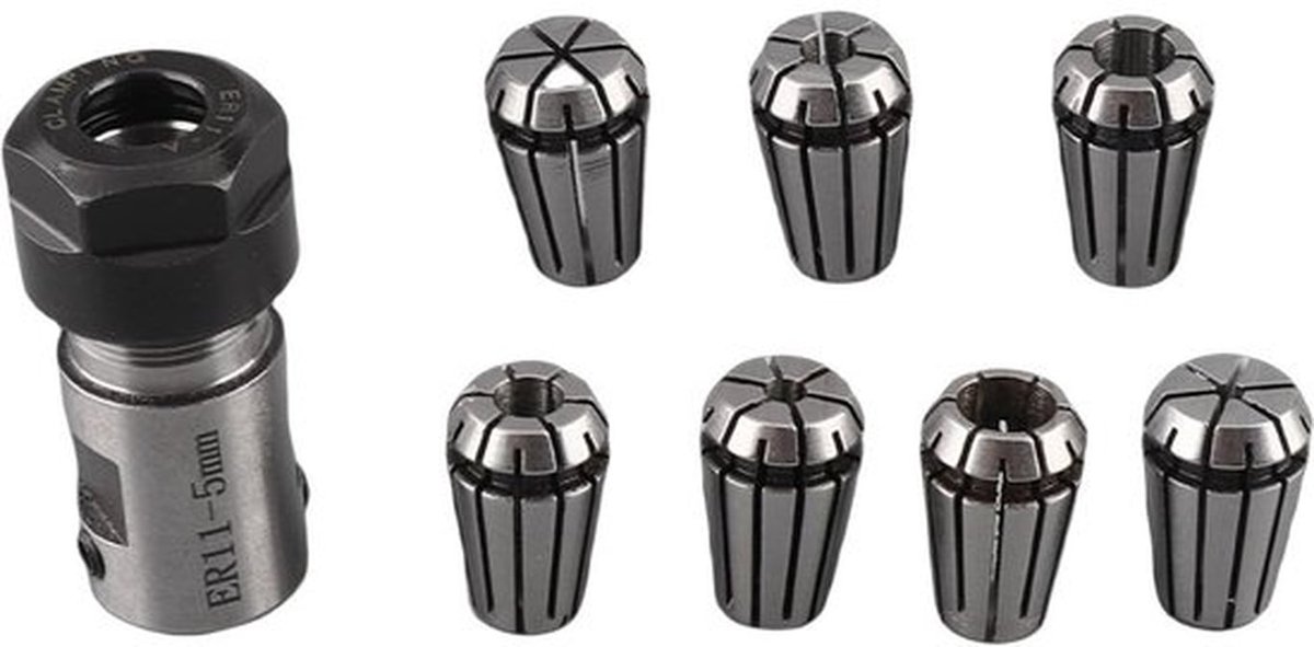 Spantang Set 7 Stuks - ER11 Spantangen - Verlengstuk - Duurzaam Verenstaal - Professionele Afwerking - Zelfontgrendelend Ontwerp - Freeshouder