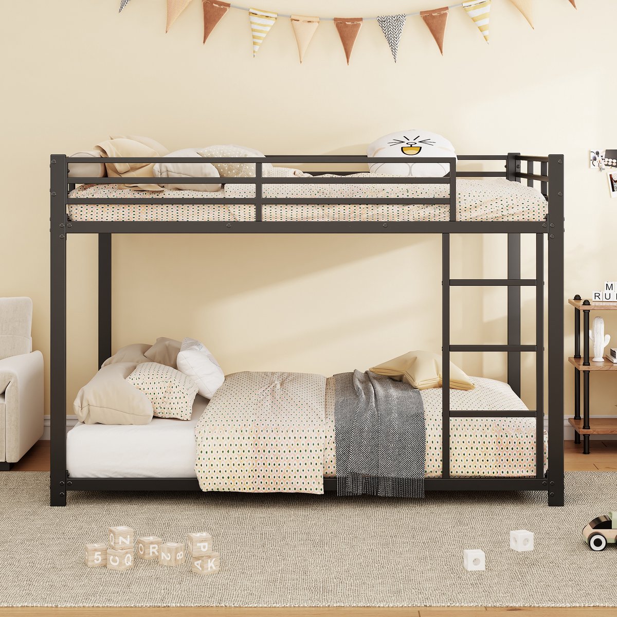 Stapelbed 140x200 cm - Incl. Lattenbodem - Zwart