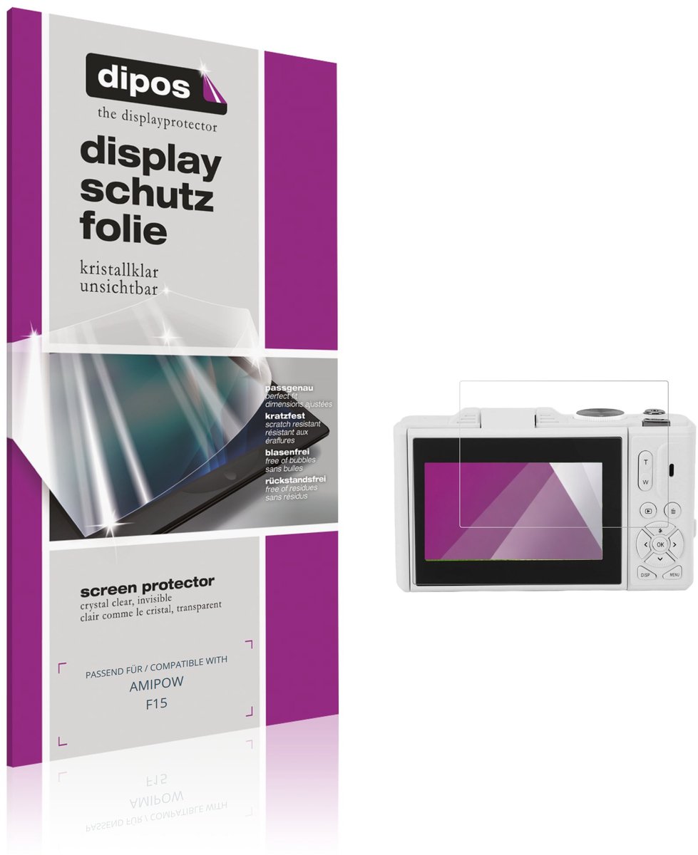 dipos – 4x Beschermfolie geschikt voor AMIPOW F15 | Krasbestendige & heldere Screenprotector Ultra-Thin