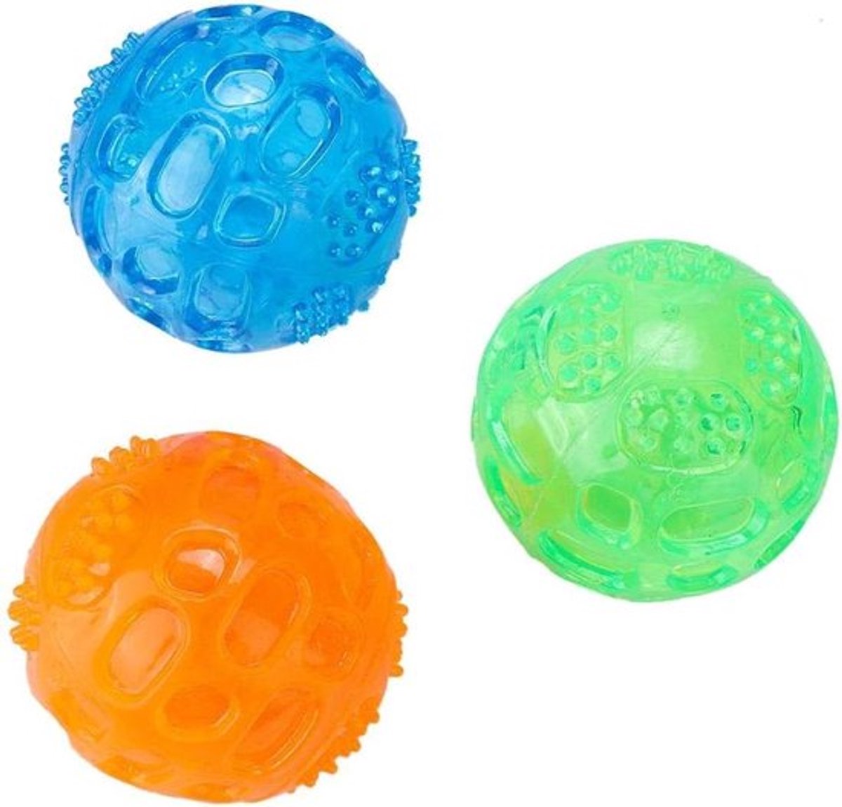 Piepende kauwbal voor honden | Speelgoed puppy | Reiniging tandballen | Set van 3 stuks