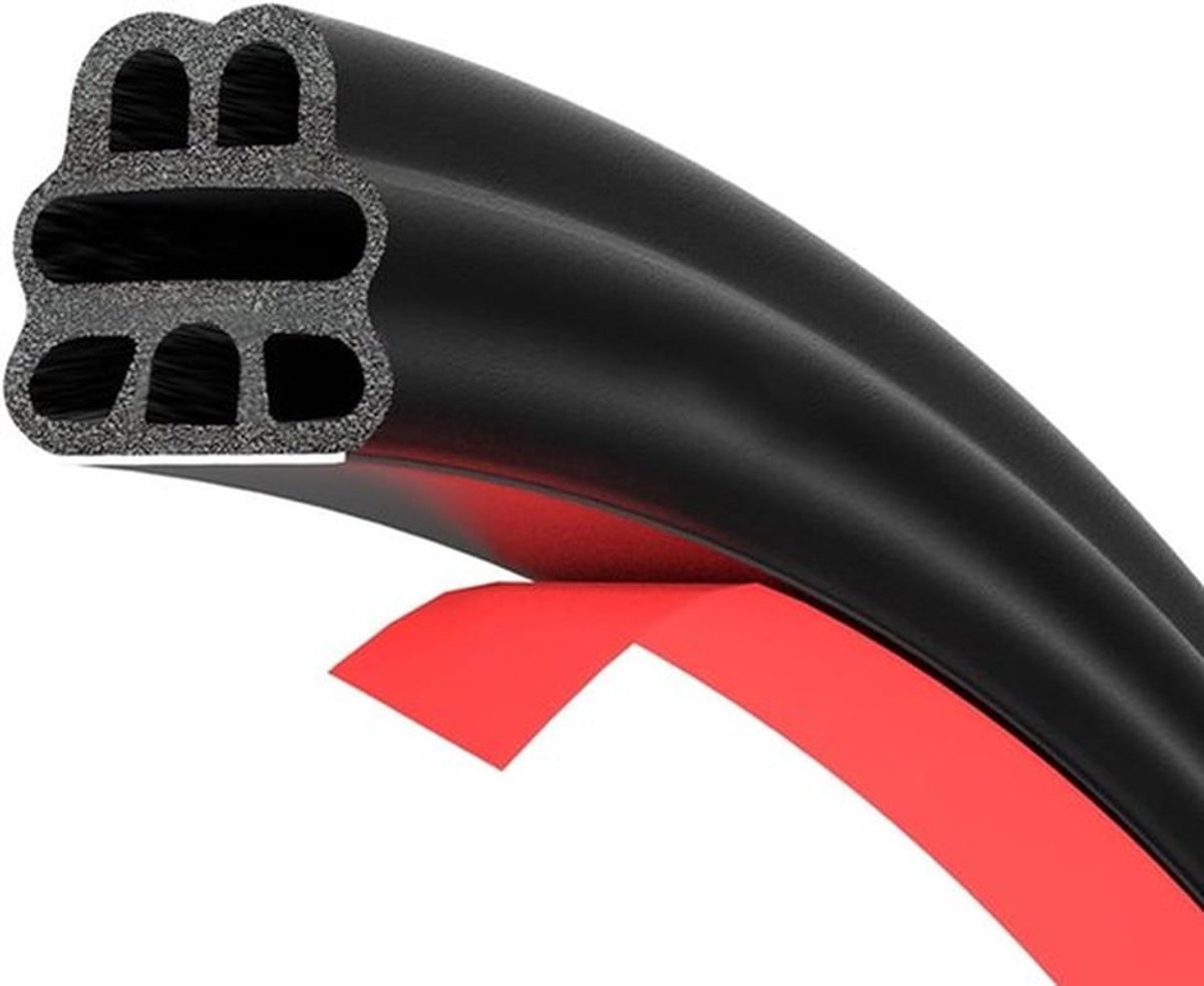 5M Deurafdichting Auto, Zelfklevend Galdichte Afdichtstrip voor Auto's Worden, Zesgaats Afdichtingstape Autodeurafdichting Waterdicht Randbescherming voor Autodeur, Motorkap, Kofferbakdeur (Zwart)