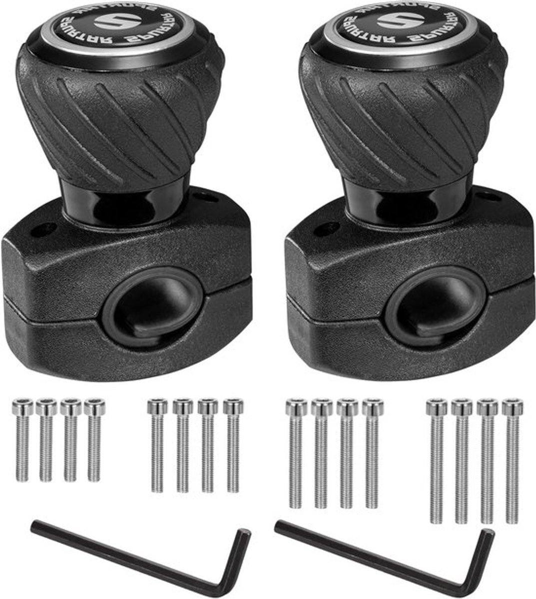 Universele Stuurknop Spinner Set van 2, Geschikt voor Auto's, Vrachtwagens, Tractoren en Meer - Zwart, Ergonomisch Ontwerp, Gemakkelijk te Installeren, Verbeterde Grip