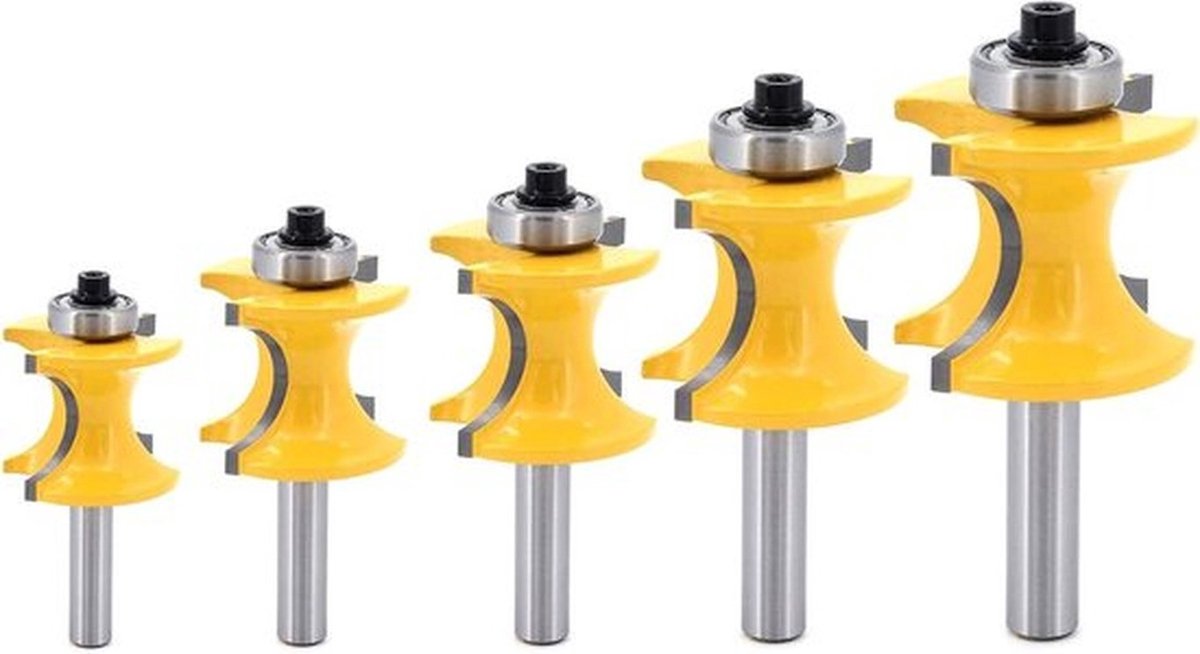 Set van 5 Bullnose Freesbits 8mm voor Houtbewerking - Ideaal voor Maken van Mallen, Joinery en Decoratieve Randen