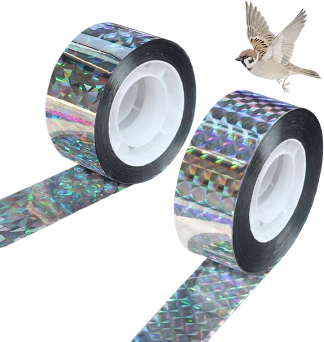 2 Rollen Vogel Afschrik Lint 80 meter - Reflecterende Vogelwerende Tape - Duivenverjager- Vogelverjager - Duivenwering - Holografisch Vogelverjager Lint - Vogelverschrikker - Reigerverschrikker - 80m Tape - Voor balustrades, daken en fruitbomen