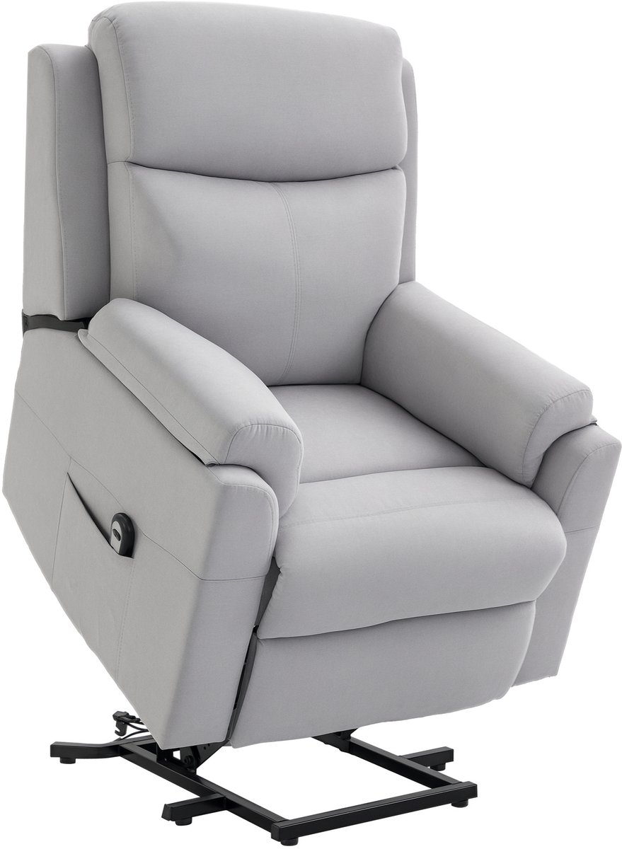 Homcom Fauteuil - Sta-op functie - Afstandsbediening - Lichtgrijs