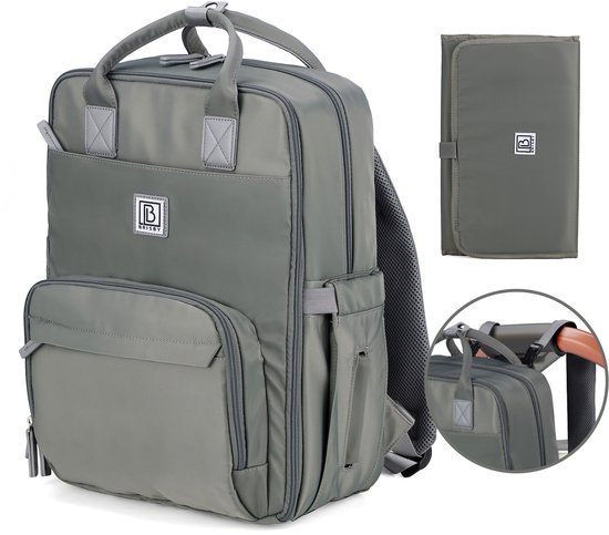 Brisby slijtvaste Luiertas - verzorgingstas - met buggymontage - Mist Green van Brisby — afbeelding 5