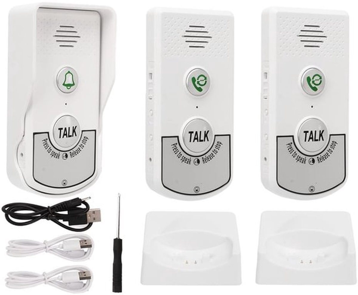 Draadloze Intercomdeurbel - Elektronische Deurbel - Buitendeurbel met 2 Binnendeurbellen - 1000 M Bereik - Geschikt voor Huis en Hotel - ...