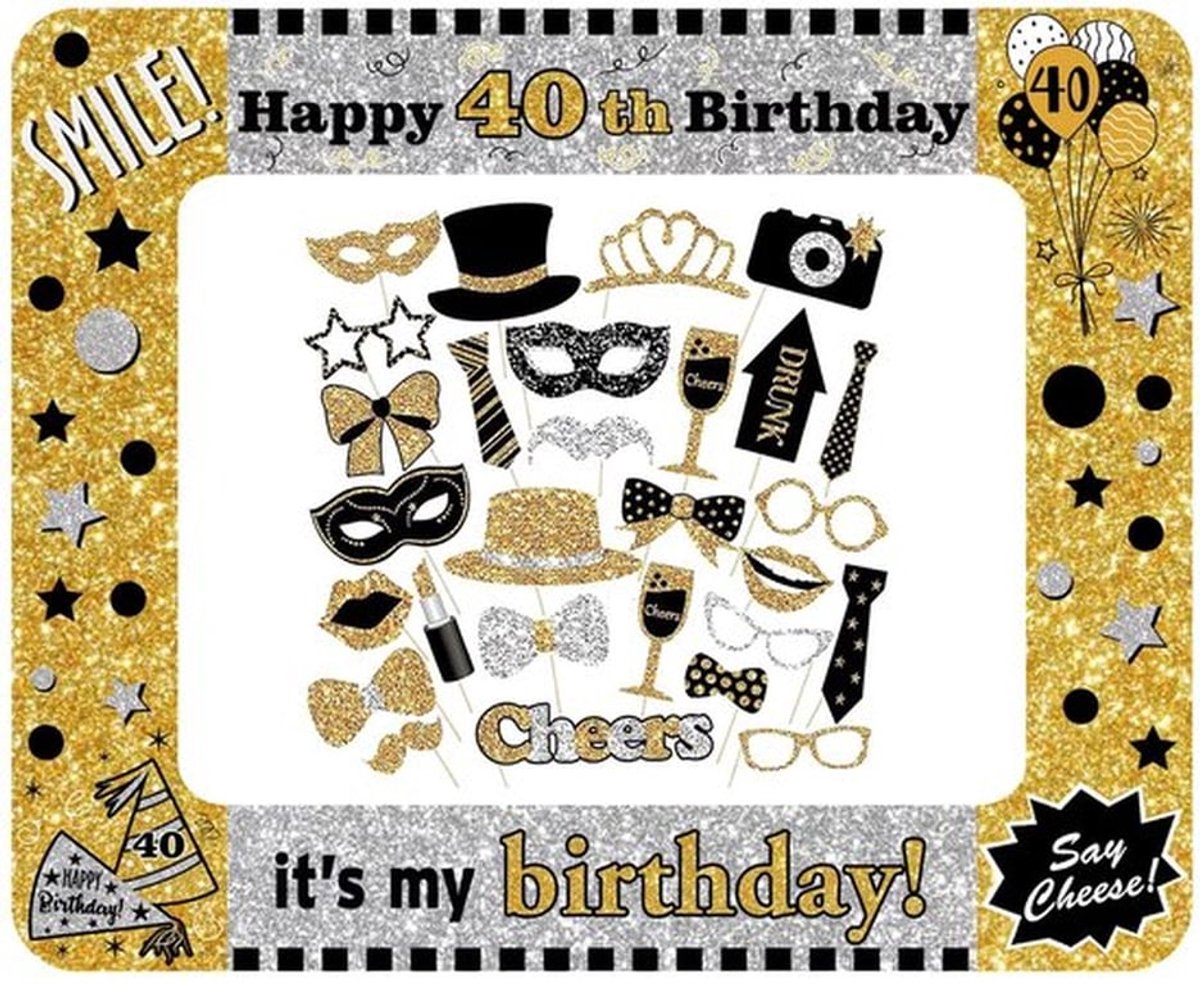 Verjaardagdecoratie 40ste Verjaardag - Opblaasbare Fotolijst - Foto Rekwisieten - Party Photo Booth - Accessoires - 31 Stuks - Feestdecoratie