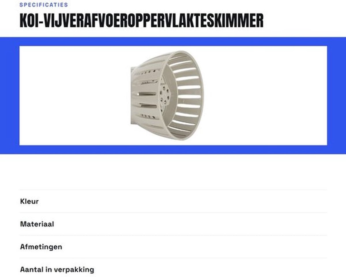 Vijverafvoeroppervlakteskimmer - Vijverbladopvangfilter - Waterafvalverwijderaar - Eenvoudig te gebruiken - Duurzaam ontwerp - Voor helder water - Vijverskimmer