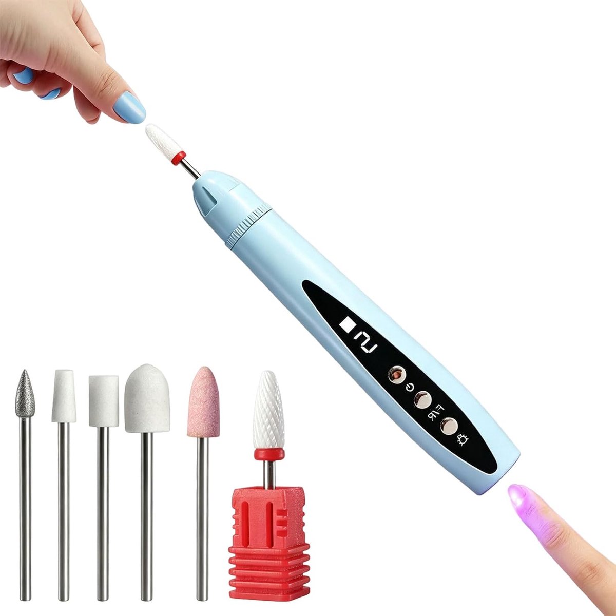 KZQ 2-In-1 Elektrische Nagelvijl Met Uv Uithardingslamp – Draadloos Oplaadbaar Instelbare Snelheid Voor Dikke Nagels En Pedicure Thuis