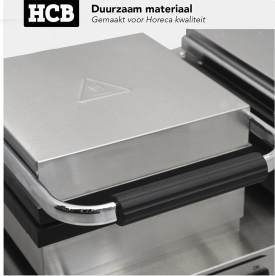 HCB® - Professioneel horeca Wafelijzer voor 4 Luikse wafels - Wafelmaker van RVS / INOX - 38x63x27 cm (DxBxH) - 20 kg - 9921 van HCB — afbeelding 5