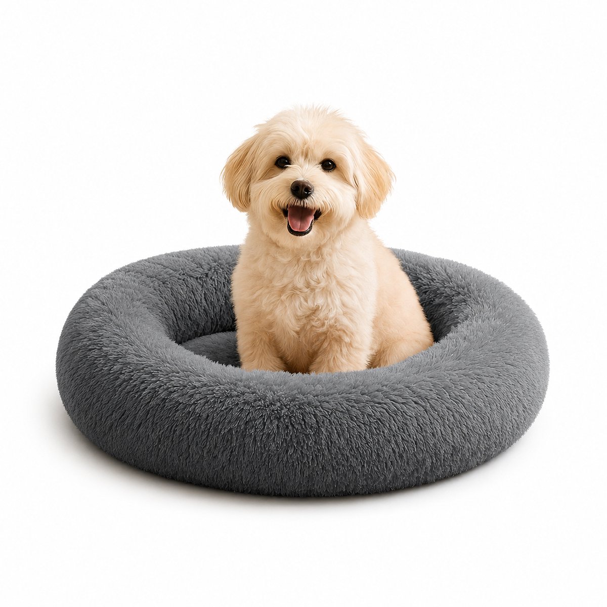 belviona Donut hondenbed, zacht hondenmand, comfortabel & antislip Ø50 cm donkergrijs