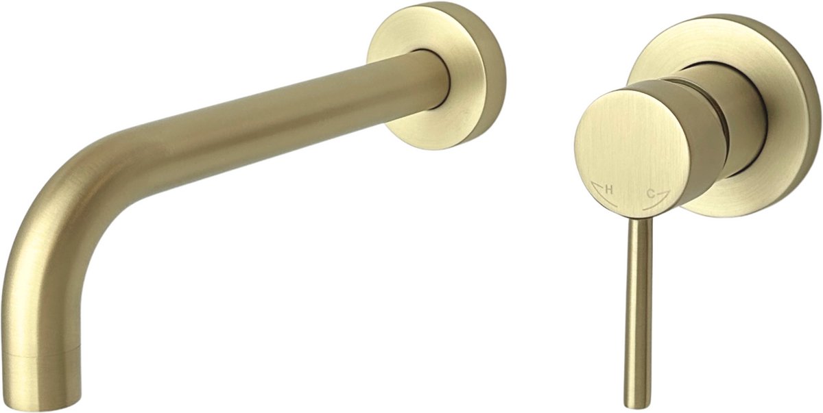 Complete wandinbouw mengkraan Sanitado Industry Belize in mat goud
