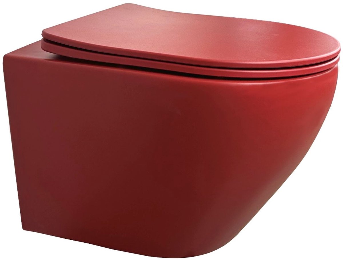 Wandcloset Sanitado rainbow randloos met softclose toiletzitting in mat rood