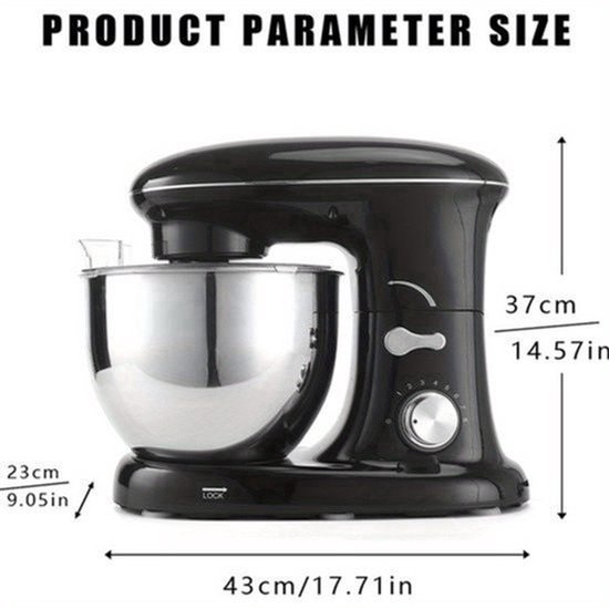 Keukenmixer - Mengmachine - Bakmixer - Deegkneder - Standmixer - 1400W Krachtige Motor - 4,5 Liter RVS Mengkom - Zwart — afbeelding 5