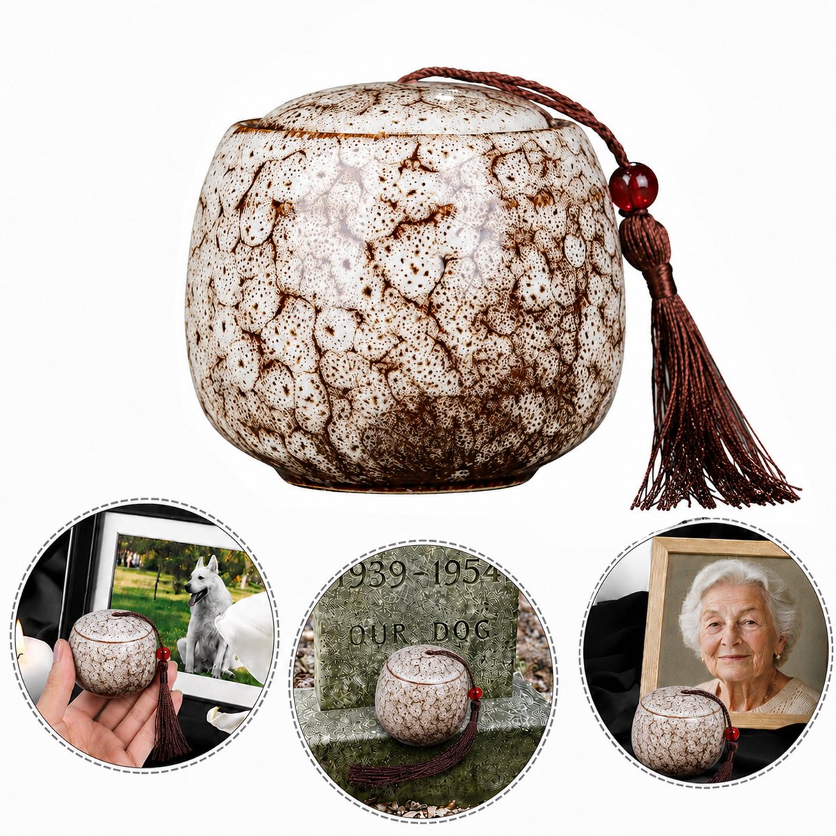 Kleine Keramische Urn - Herdenkingsurn voor Huisdieren en Menselijke As - Mini Crematieurn 130ml - Geschikt voor Kleine Hoeveelheid As - Decoratie voor Thuis en Begraving - Wit