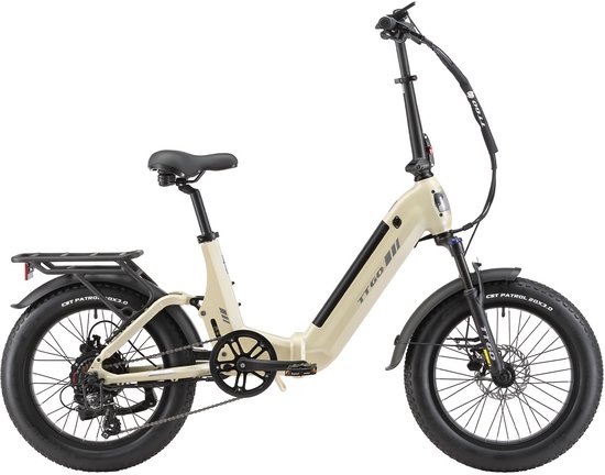 20*3.0" Elektrische vouwfietsen- 48V 15Ah (720Wh) Lithium Accu - Actieradius tot 120 km - Softtail-vering - Hydraulische Schijfremmen –Geveerde voorvork met lockout​ –Krachtsensor– 70Nm– Shimano 7 Versnellingen– Elektrische Stadsfiets– Wit — afbeelding 2